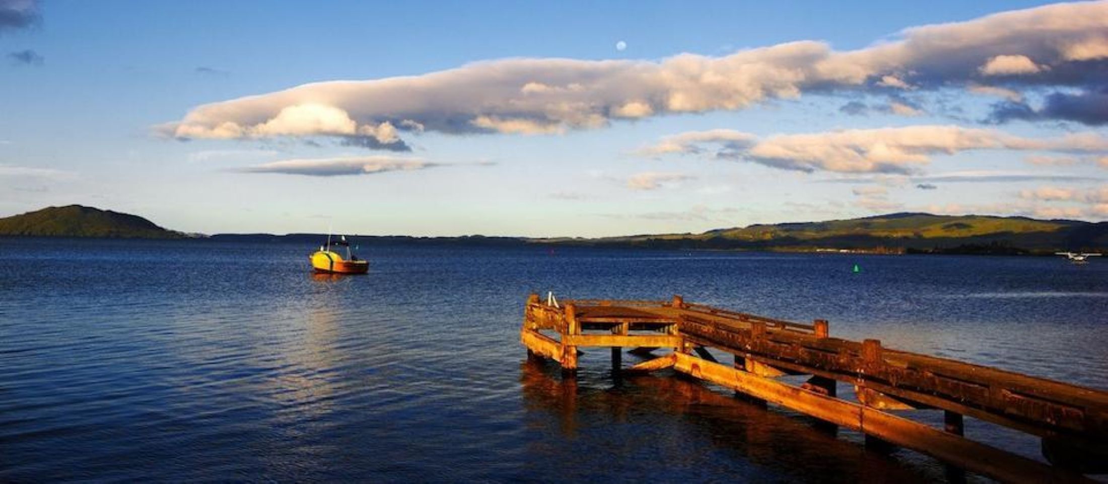 View of a pier on Lake Rotorua