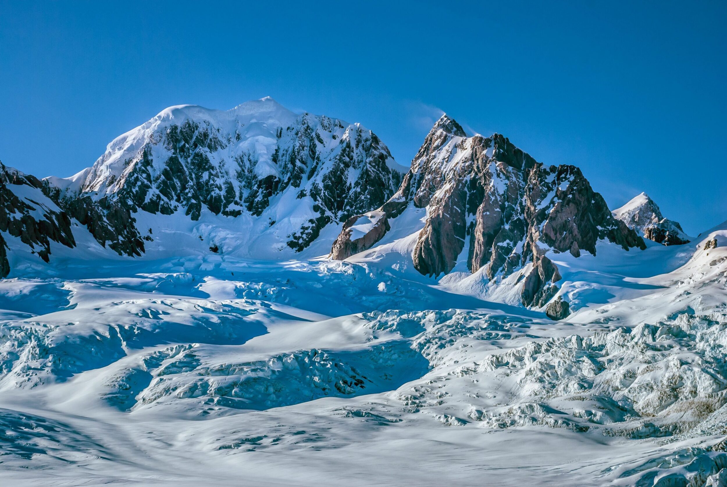 Snow Capped Mountains in Mount Cook National Park, New Zealand