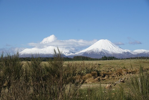 Snow covered mountains at Tongariro Alpine Crossing, Taupo, New Zealand